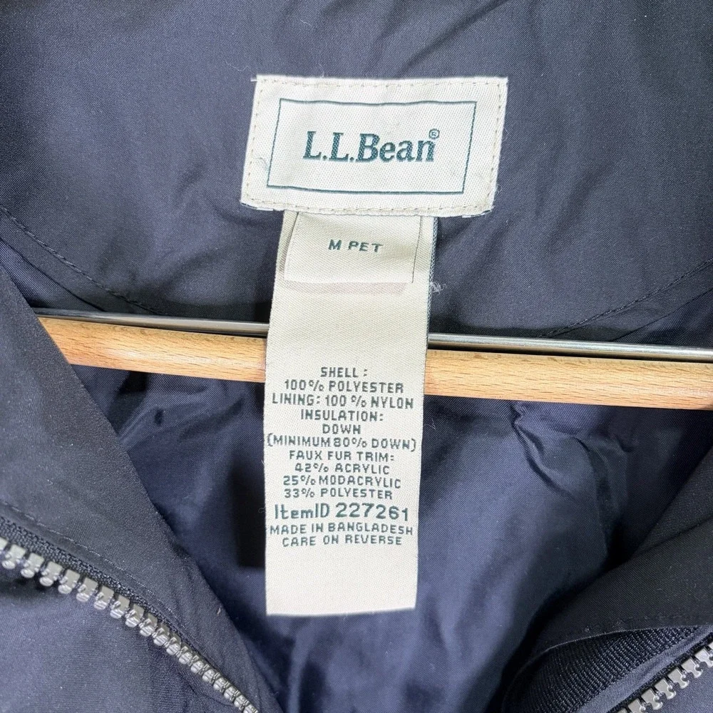 L.L. Bean Down Long Maxi Puffer‎ Coat Medium Petite Women's Faux Fur Hood Parka